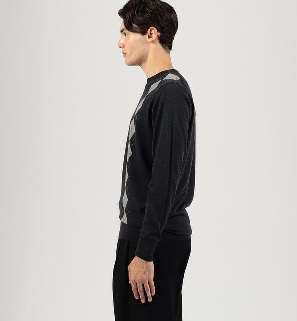 TOMORROWLAND MENS「【別注】JOHN SMEDLEY ウール アーガイルクルーネック プルオーバーニット」|ニット・セーター|