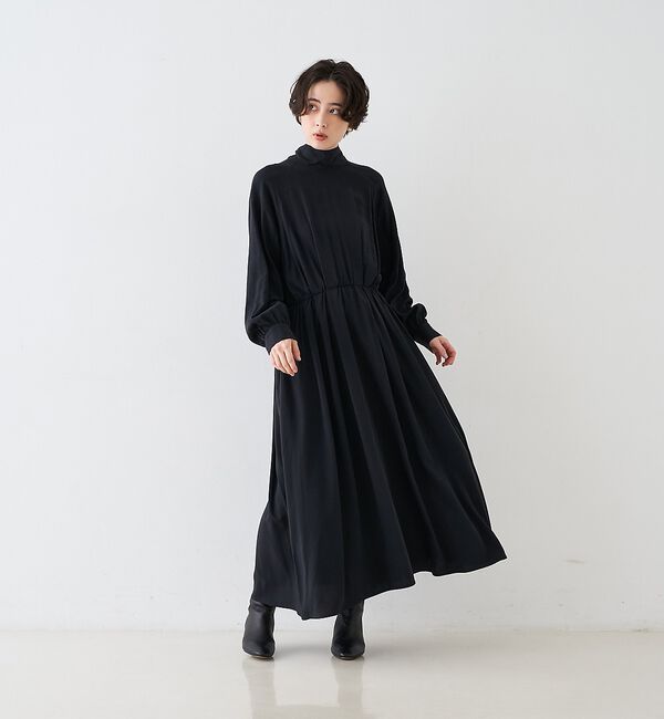 Rouge vif「スタンドネックウエストマークワンピース/共布ベルト付き【予約】」|ワンピース|