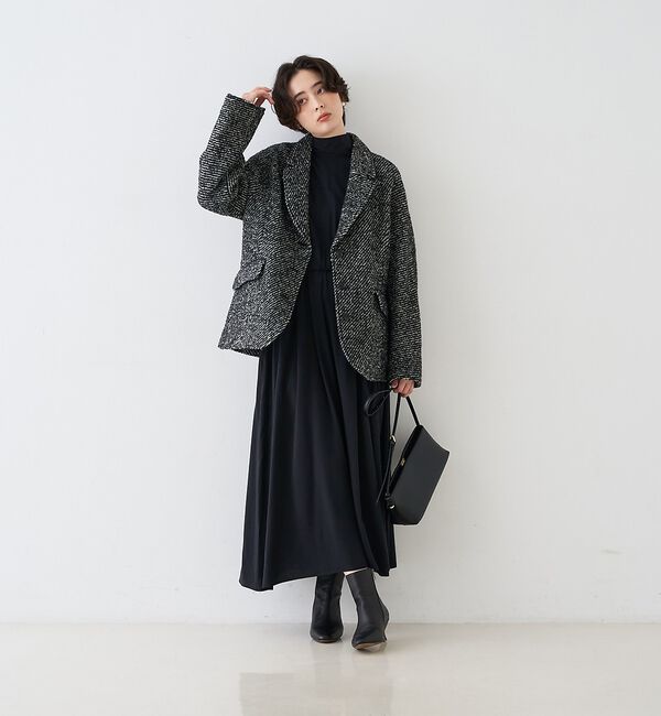 Rouge vif「スタンドネックウエストマークワンピース/共布ベルト付き【予約】」|ワンピース|
