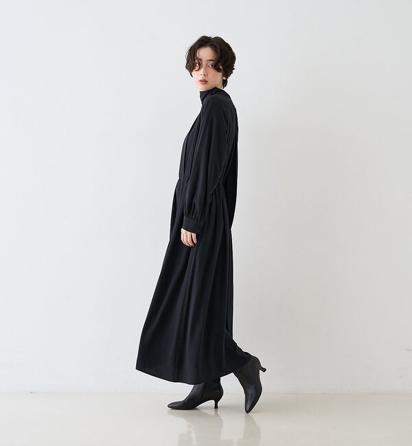 Rouge vif「スタンドネックウエストマークワンピース/共布ベルト付き【予約】」|ワンピース|