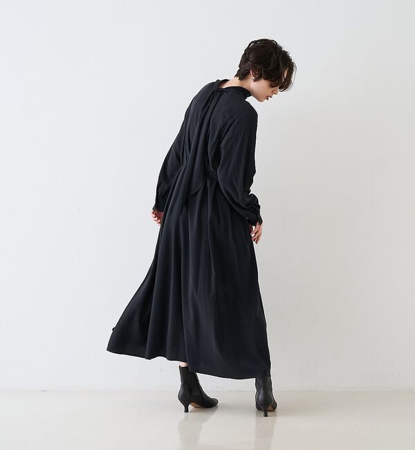Rouge vif「スタンドネックウエストマークワンピース/共布ベルト付き【予約】」|ワンピース|