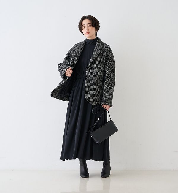 Rouge vif「スタンドネックウエストマークワンピース/共布ベルト付き【予約】」|ワンピース|