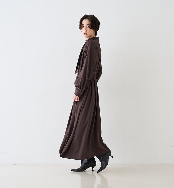 Rouge vif「スタンドネックウエストマークワンピース/共布ベルト付き【予約】」|ワンピース|