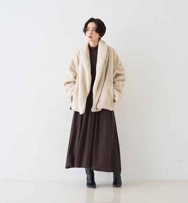 Rouge vif「スタンドネックウエストマークワンピース/共布ベルト付き【予約】」|ワンピース|