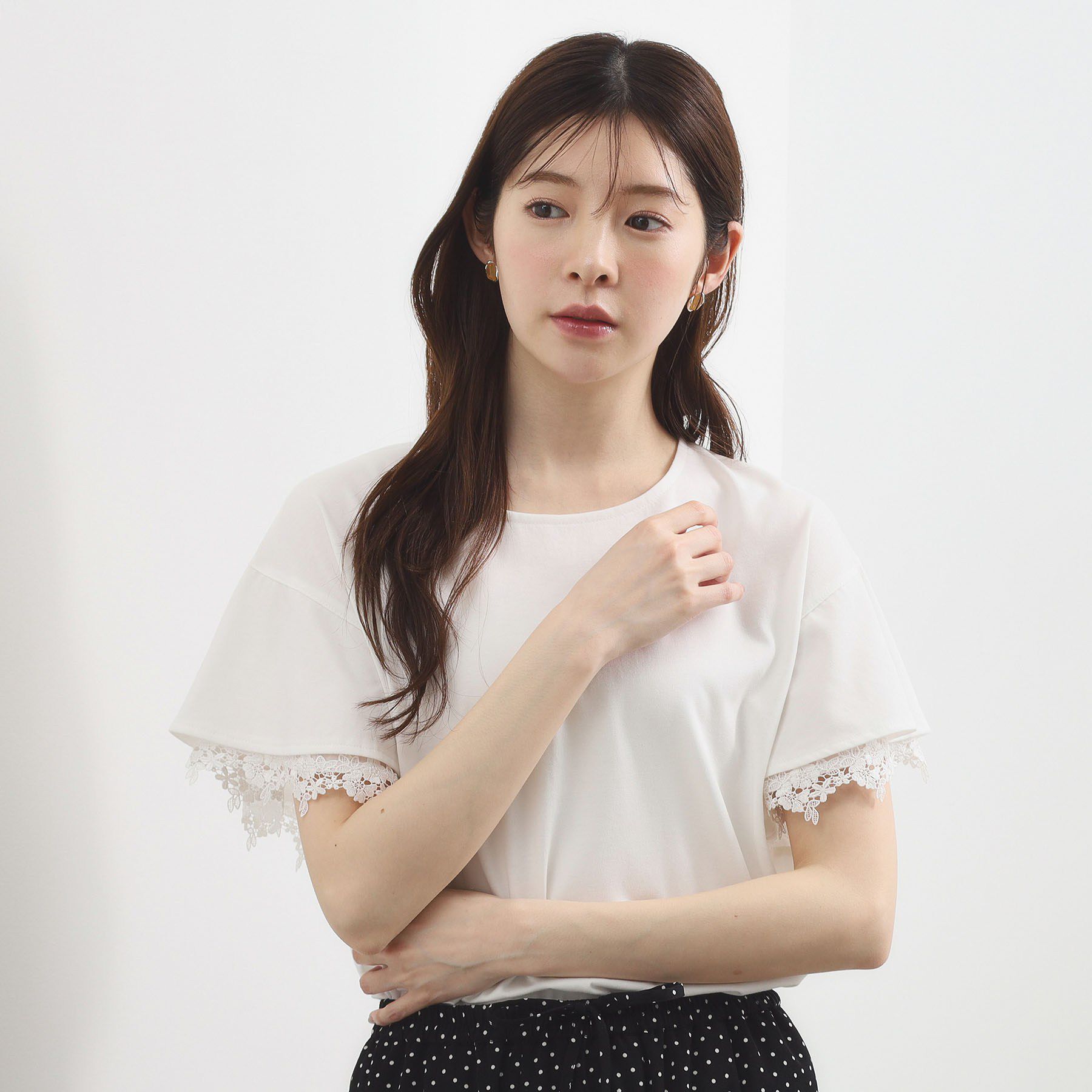 grove「【二の腕カバー、UV】涼しく華やかに、レースレイヤードスリーブTシャツ」|Tシャツ・カットソー|