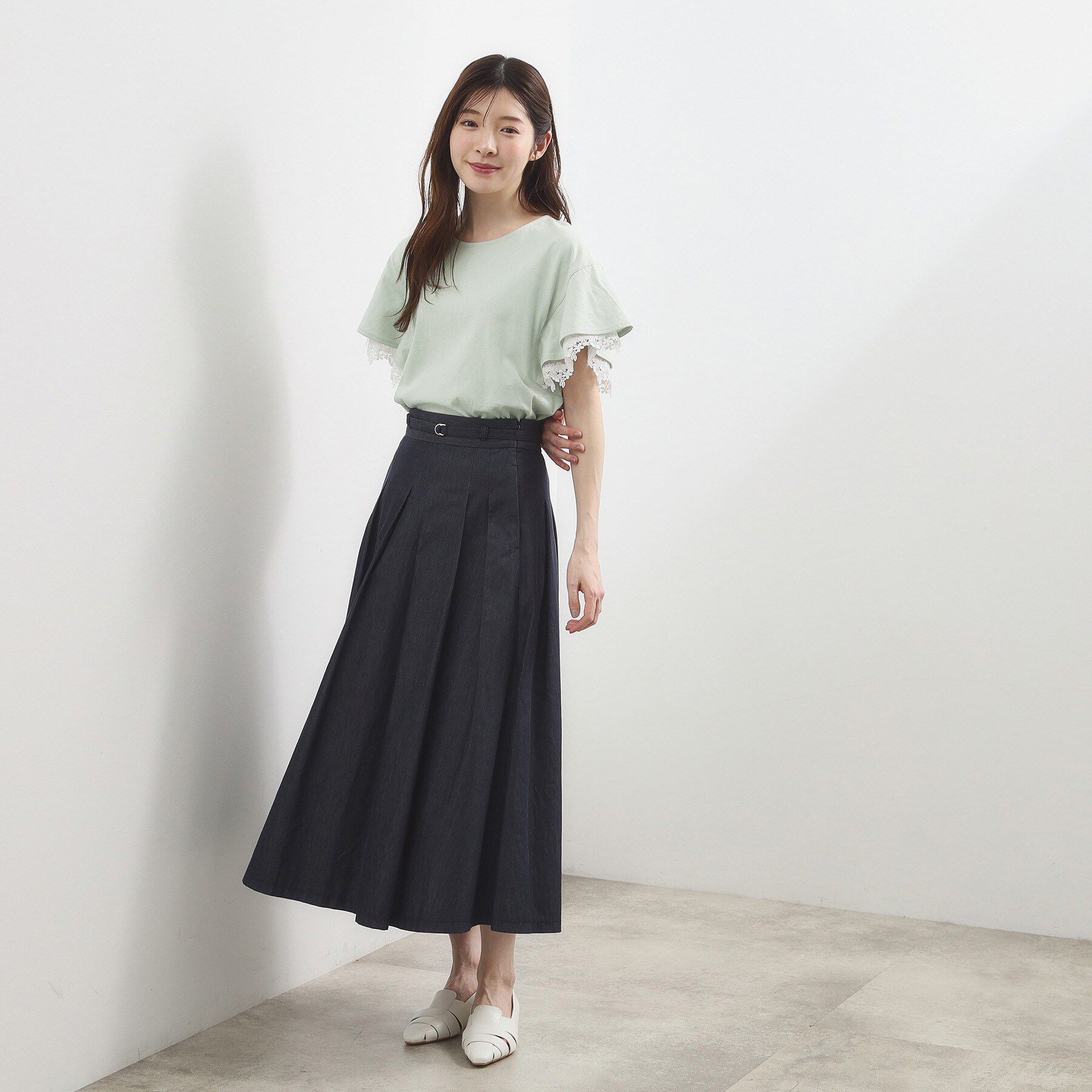 grove「【二の腕カバー、UV】涼しく華やかに、レースレイヤードスリーブTシャツ」|Tシャツ・カットソー|