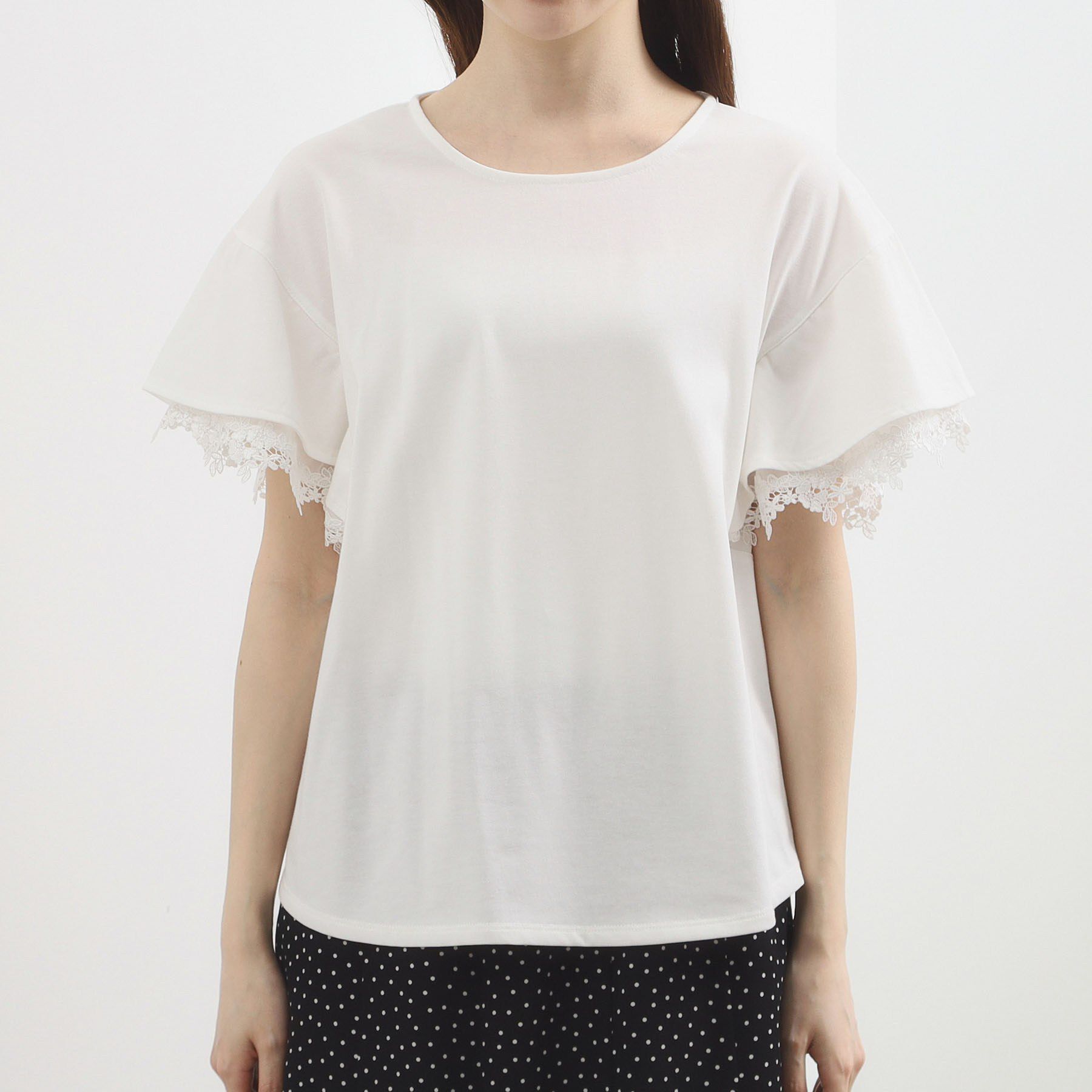 grove「【二の腕カバー、UV】涼しく華やかに、レースレイヤードスリーブTシャツ」|Tシャツ・カットソー|