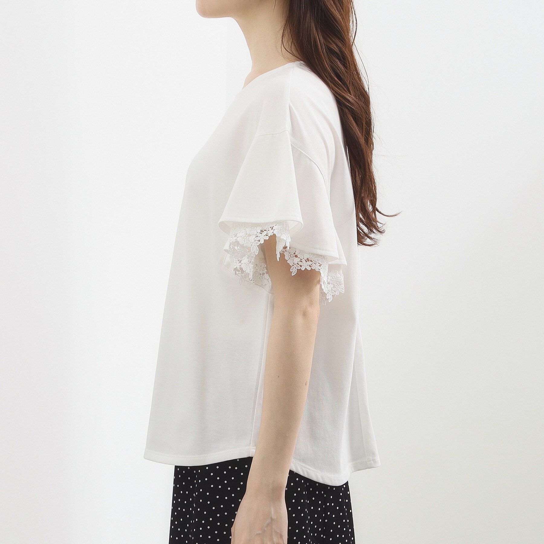 grove「【二の腕カバー、UV】涼しく華やかに、レースレイヤードスリーブTシャツ」|Tシャツ・カットソー|
