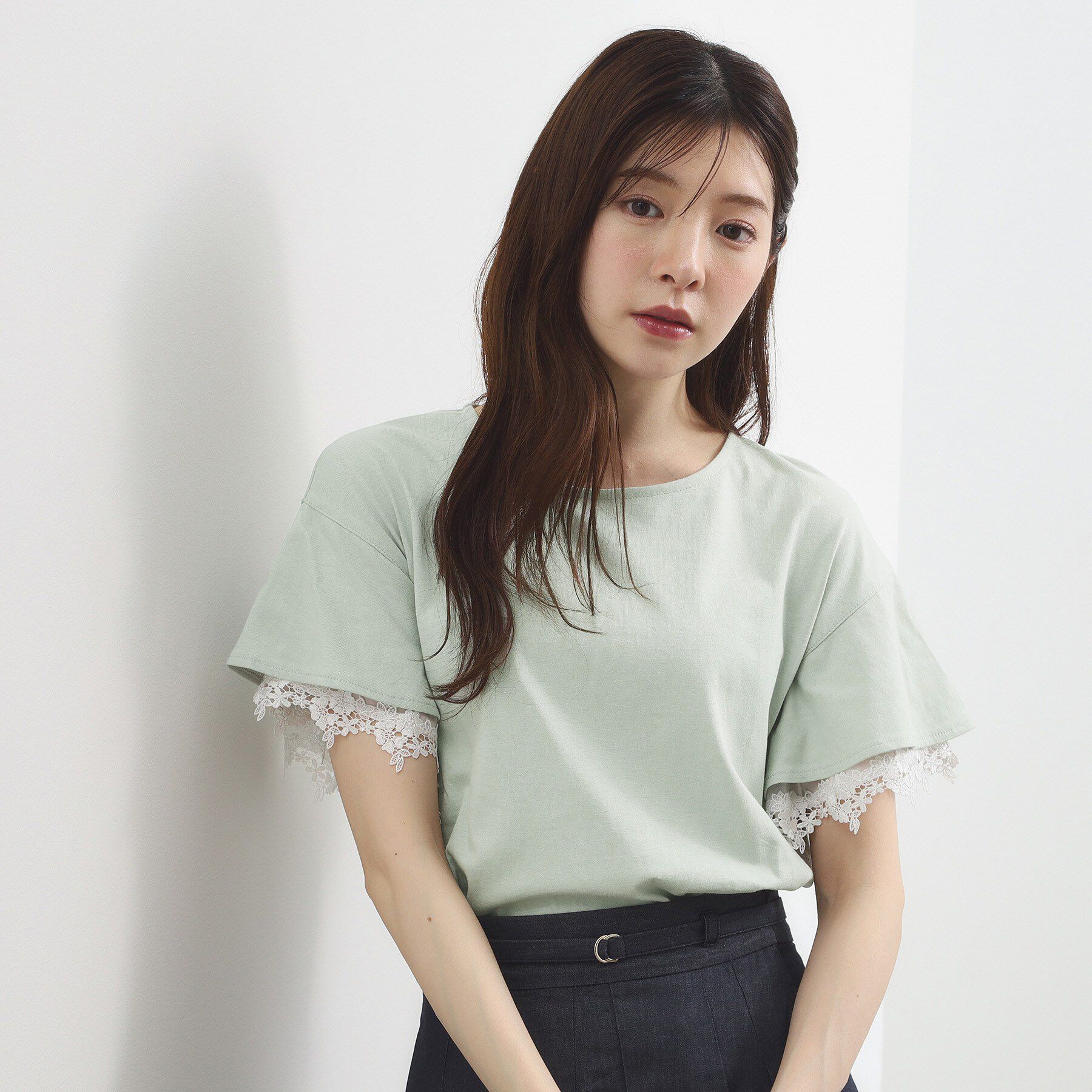 grove「【二の腕カバー、UV】涼しく華やかに、レースレイヤードスリーブTシャツ」|Tシャツ・カットソー|