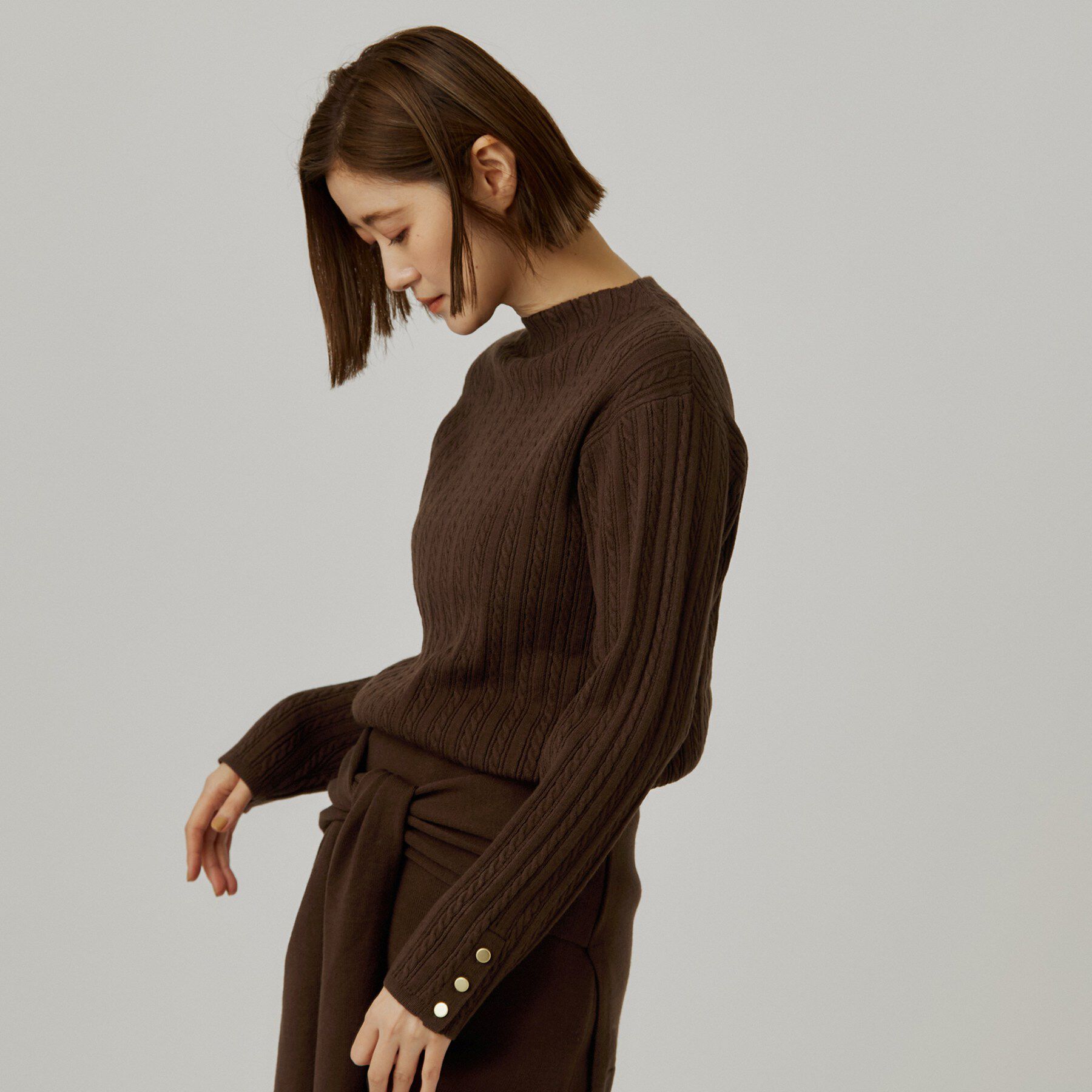 grove「【毛玉軽減】すっきり美人見え ケーブルニット」|ニット・セーター|