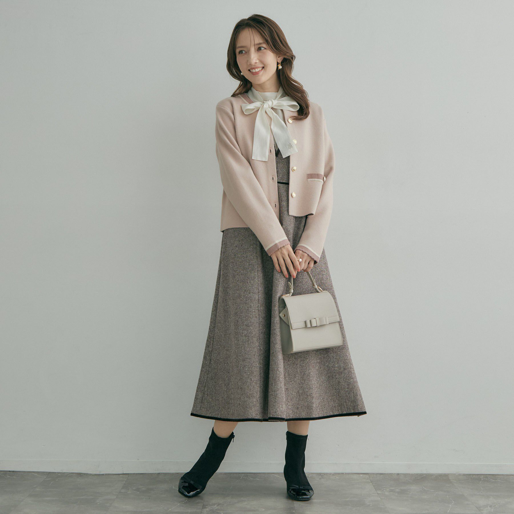 Couture broach「【上品なスカラップ】ムースタッチ配色カーディガン」|カーディガン|