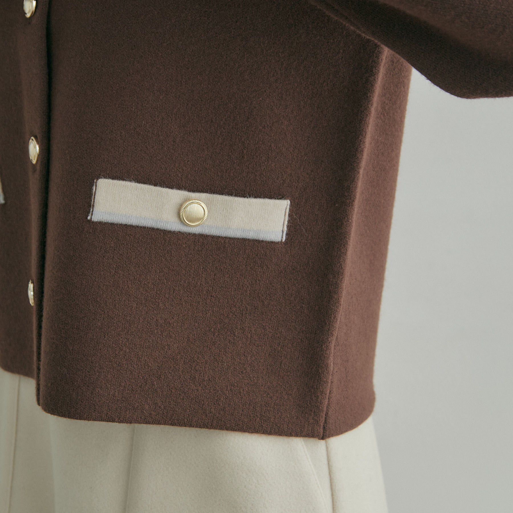 Couture broach「【上品なスカラップ】ムースタッチ配色カーディガン」|カーディガン|
