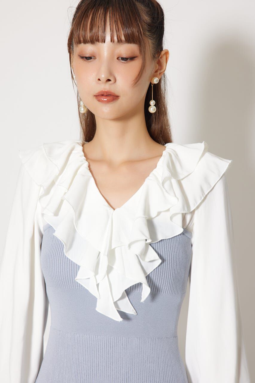 rienda「ダブルフリルコンビニットワンピース」|ワンピース|