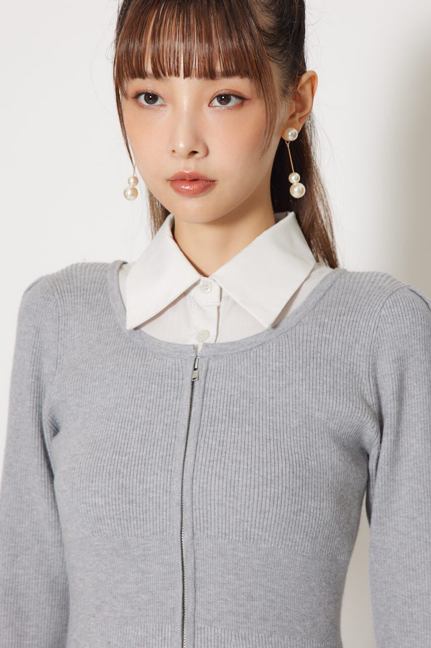 rienda「レイヤードパターンシャツニットミニワンピース」|ワンピース|