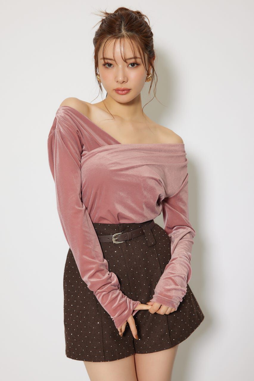 rienda「ソフティーカットオフショルトップス」|Tシャツ・カットソー|