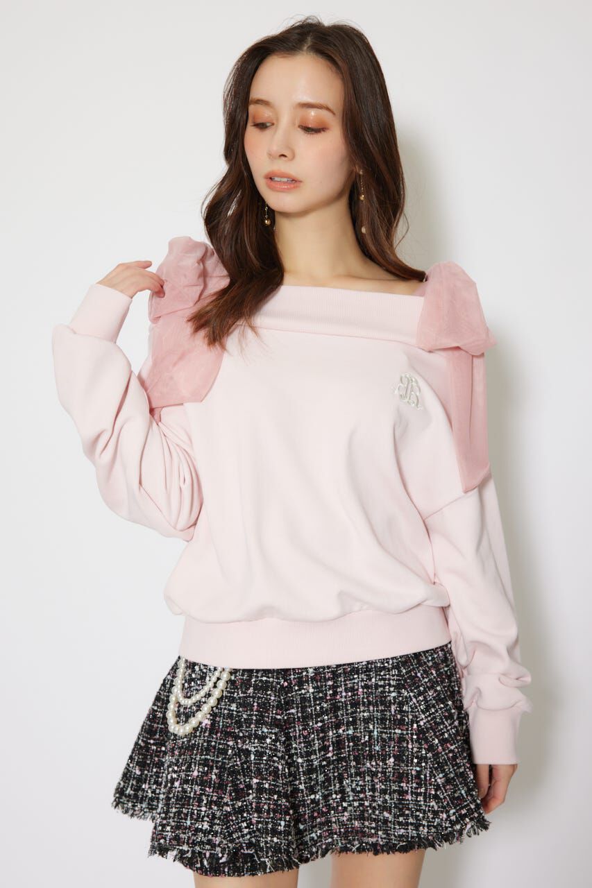 rienda「2WAYチュールオフショルスウェットトップス」|Tシャツ・カットソー|