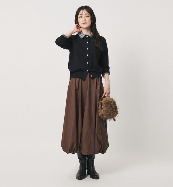 UNITED ARROWS「4WAY エンブロイダリー シャツ コンビ ニット ‐ウォッシャブル‐」|カーディガン|