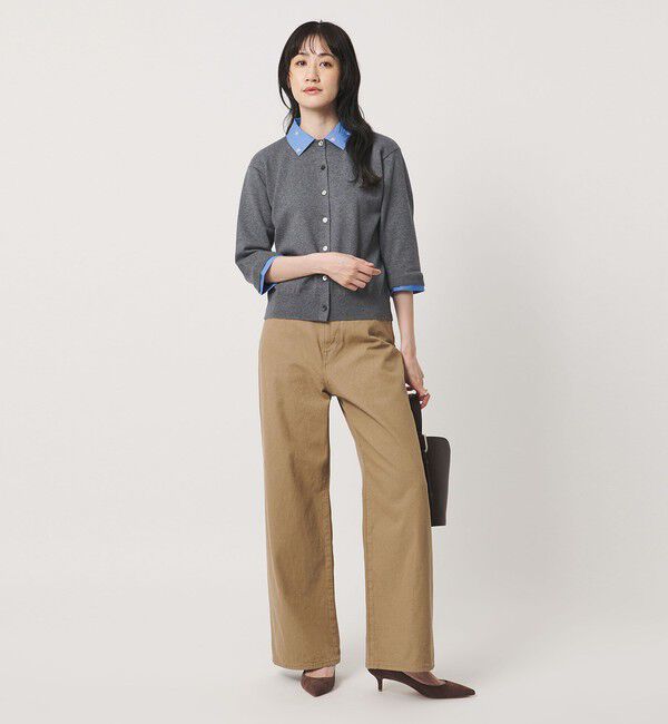 UNITED ARROWS「4WAY エンブロイダリー シャツ コンビ ニット ‐ウォッシャブル‐」|カーディガン|