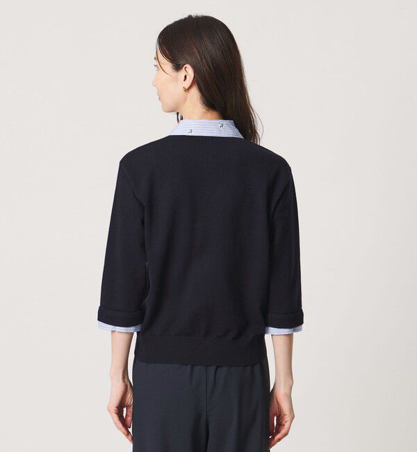 UNITED ARROWS「4WAY エンブロイダリー シャツ コンビ ニット ‐ウォッシャブル‐」|カーディガン|