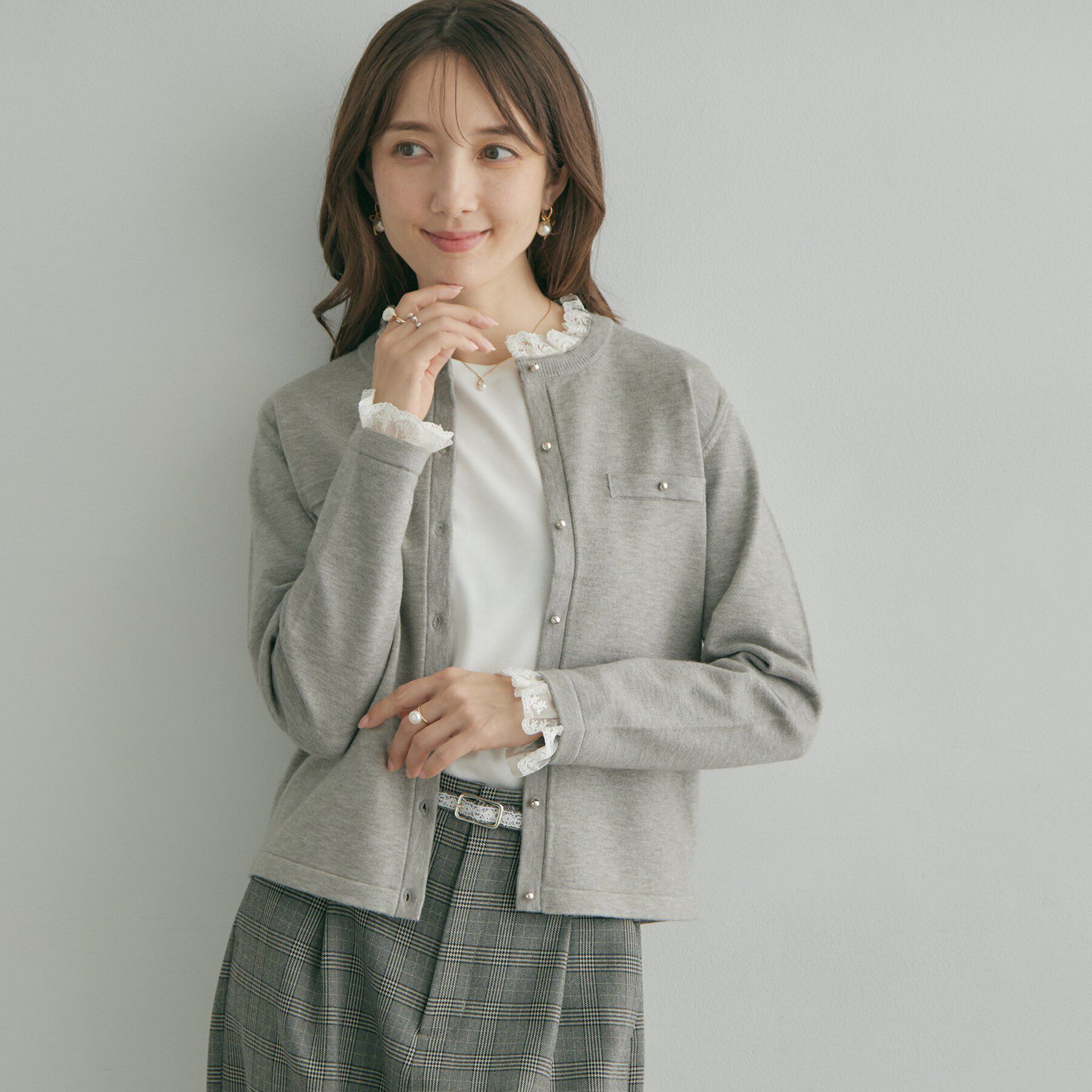 Couture broach「【一枚で華やぐ】レースフリル カーディガン」|カーディガン|