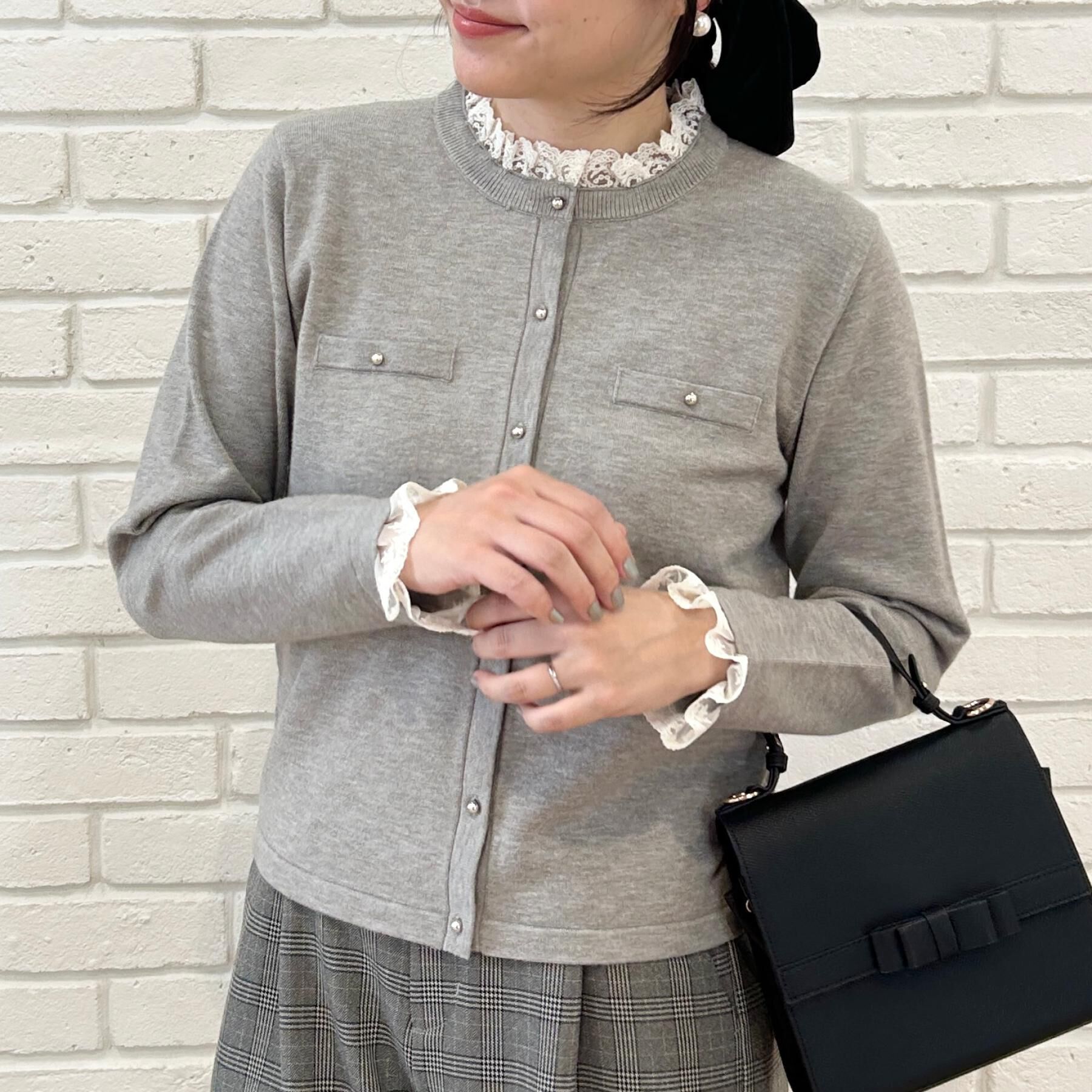 Couture broach「【一枚で華やぐ】レースフリル カーディガン」|カーディガン|
