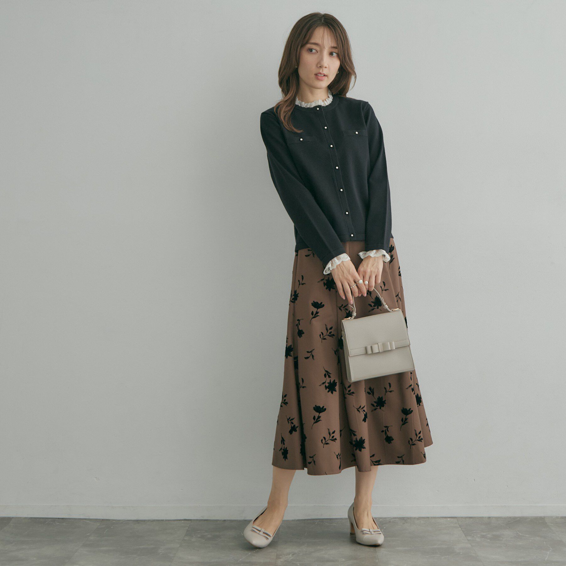 Couture broach「【一枚で華やぐ】レースフリル カーディガン」|カーディガン|