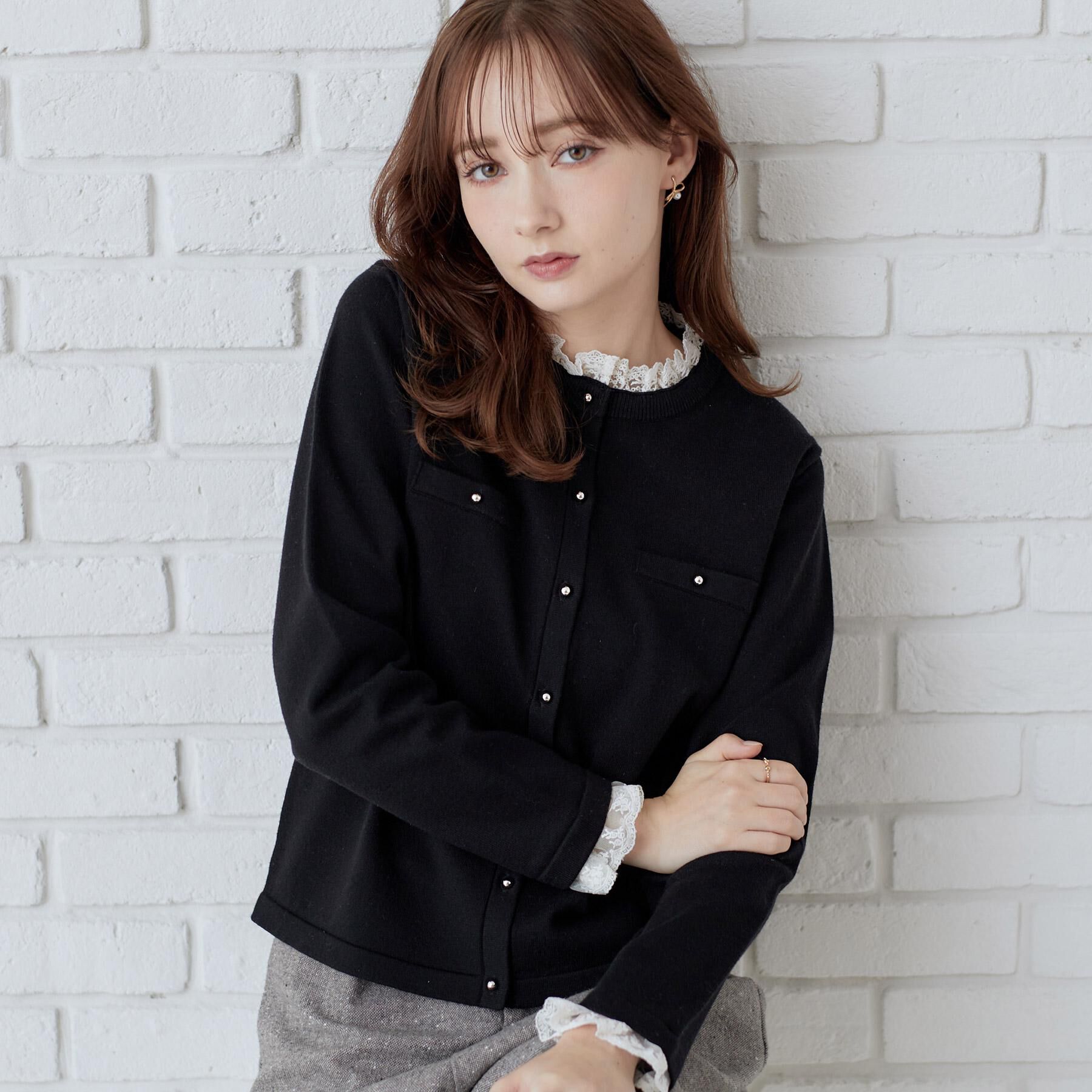Couture broach「【一枚で華やぐ】レースフリル カーディガン」|カーディガン|
