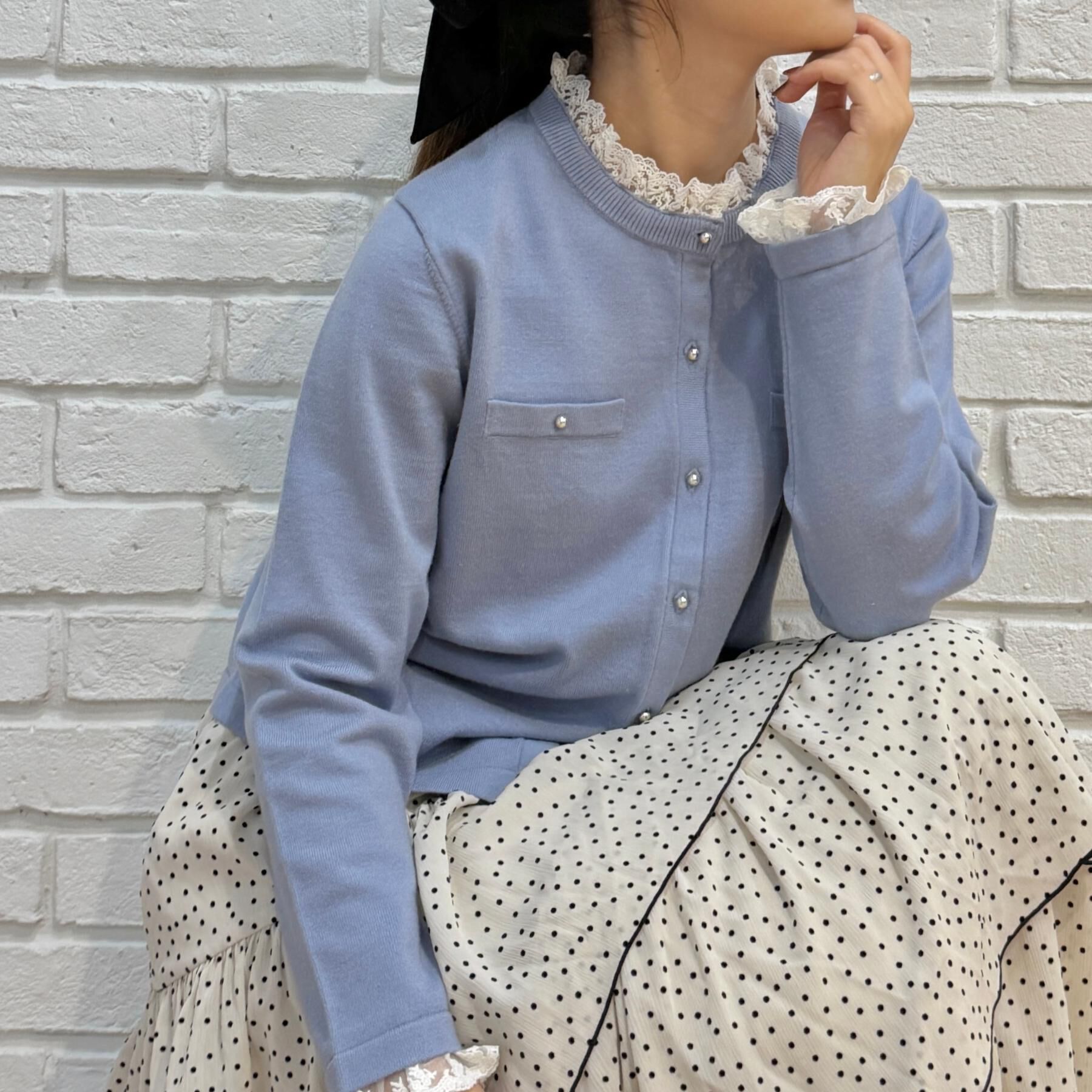 Couture broach「【一枚で華やぐ】レースフリル カーディガン」|カーディガン|