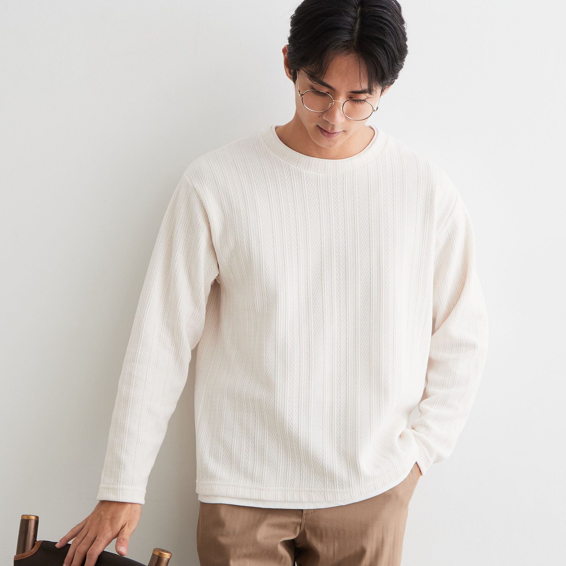 THE SHOP TK「【洗濯機OK】レイヤードモールニットTシャツ」|Tシャツ・カットソー|