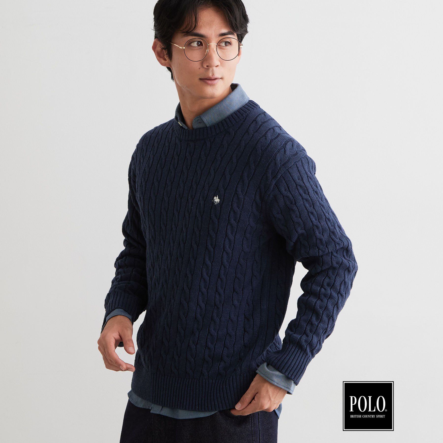 THE SHOP TK「POLO BCS / 別注ケーブルニット」|ニット・セーター|