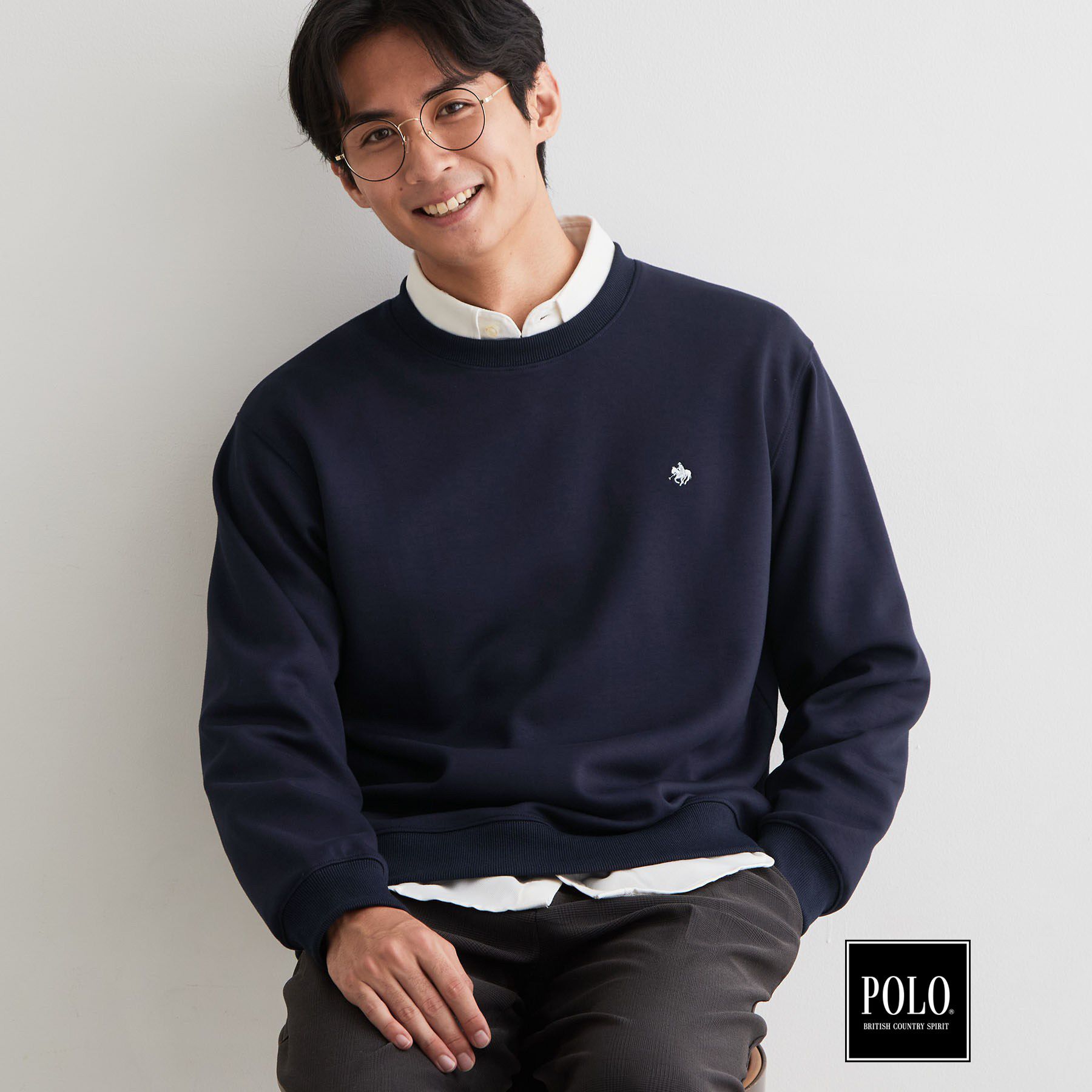 THE SHOP TK「POLO BCS ／ 別注ダンボールスウェット」|Tシャツ・カットソー|ネイビー(094)