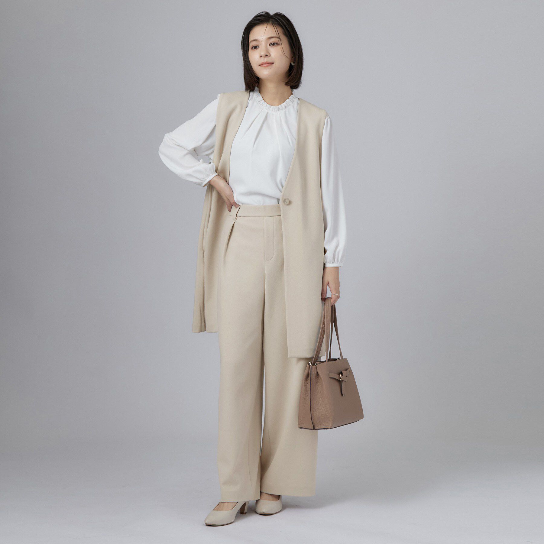 SHOO･LA･RUE「セレモニーカットジョーゼットロングジレ」|ベスト・ジレ|