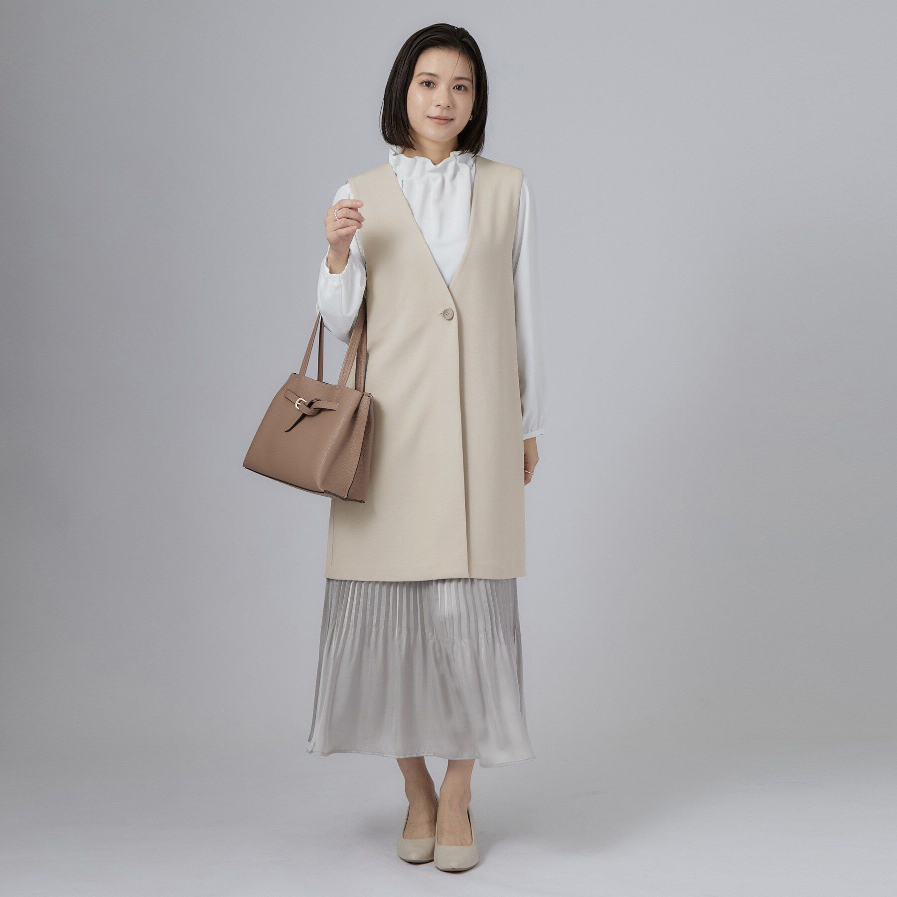 SHOO･LA･RUE「セレモニーカットジョーゼットロングジレ」|ベスト・ジレ|