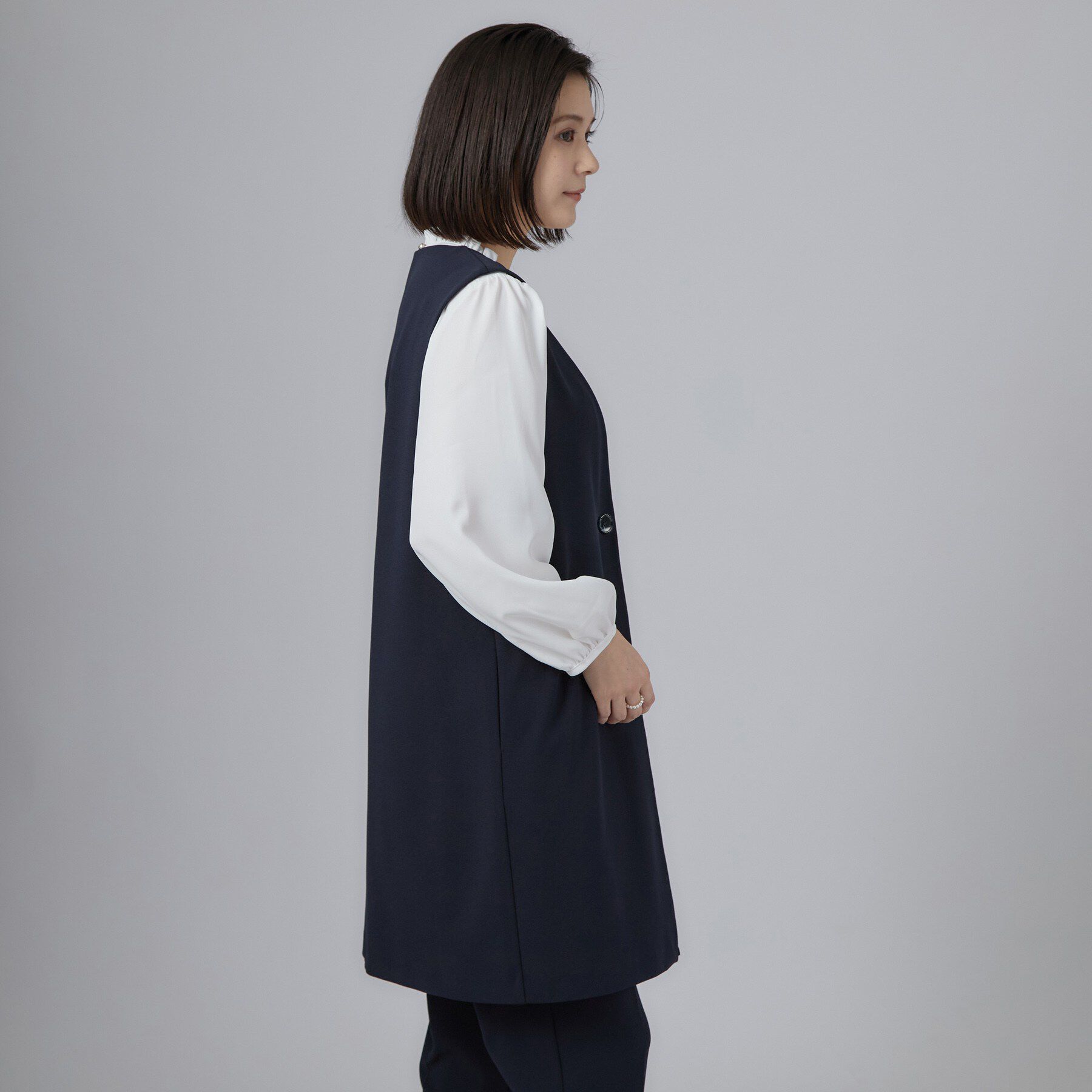 SHOO･LA･RUE「セレモニーカットジョーゼットロングジレ」|ベスト・ジレ|