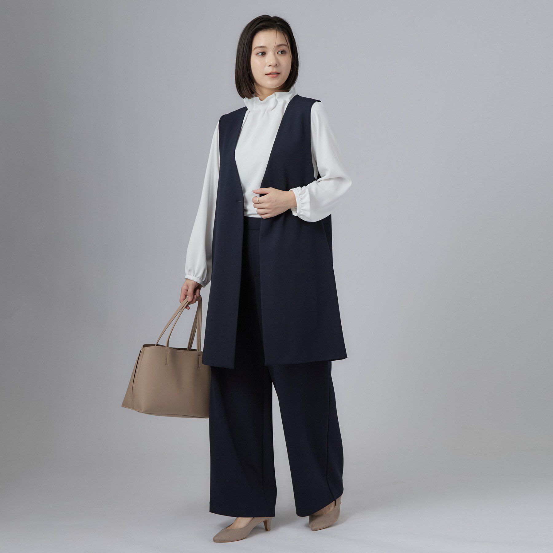 SHOO･LA･RUE「セレモニーカットジョーゼットロングジレ」|ベスト・ジレ|