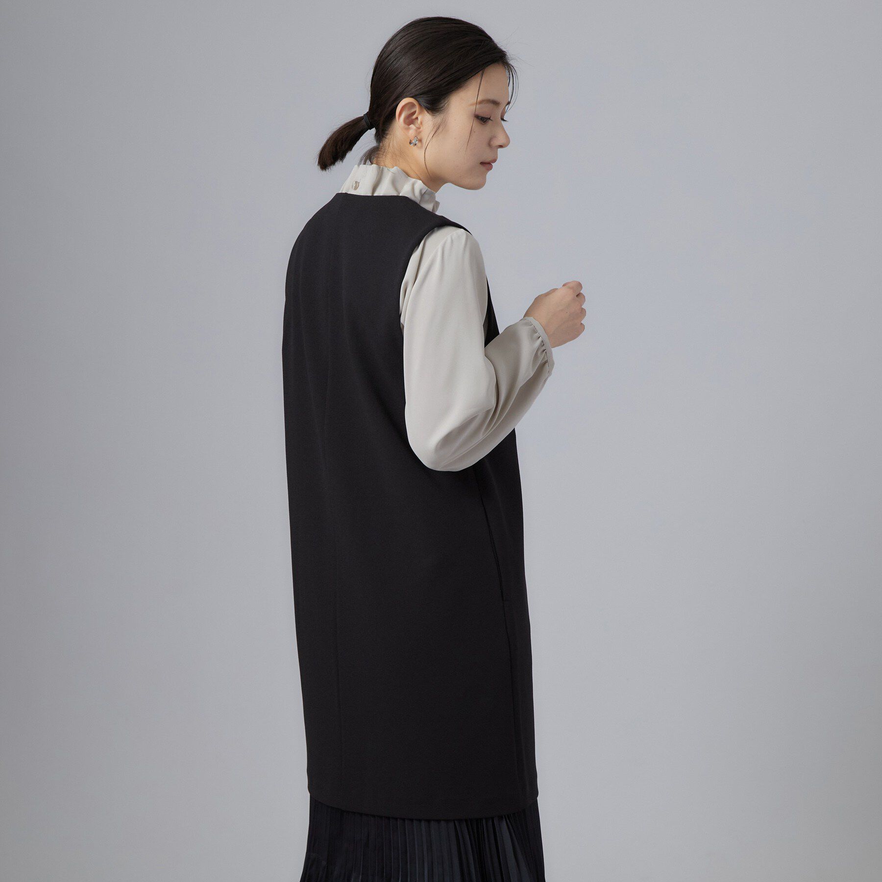 SHOO･LA･RUE「セレモニーカットジョーゼットロングジレ」|ベスト・ジレ|