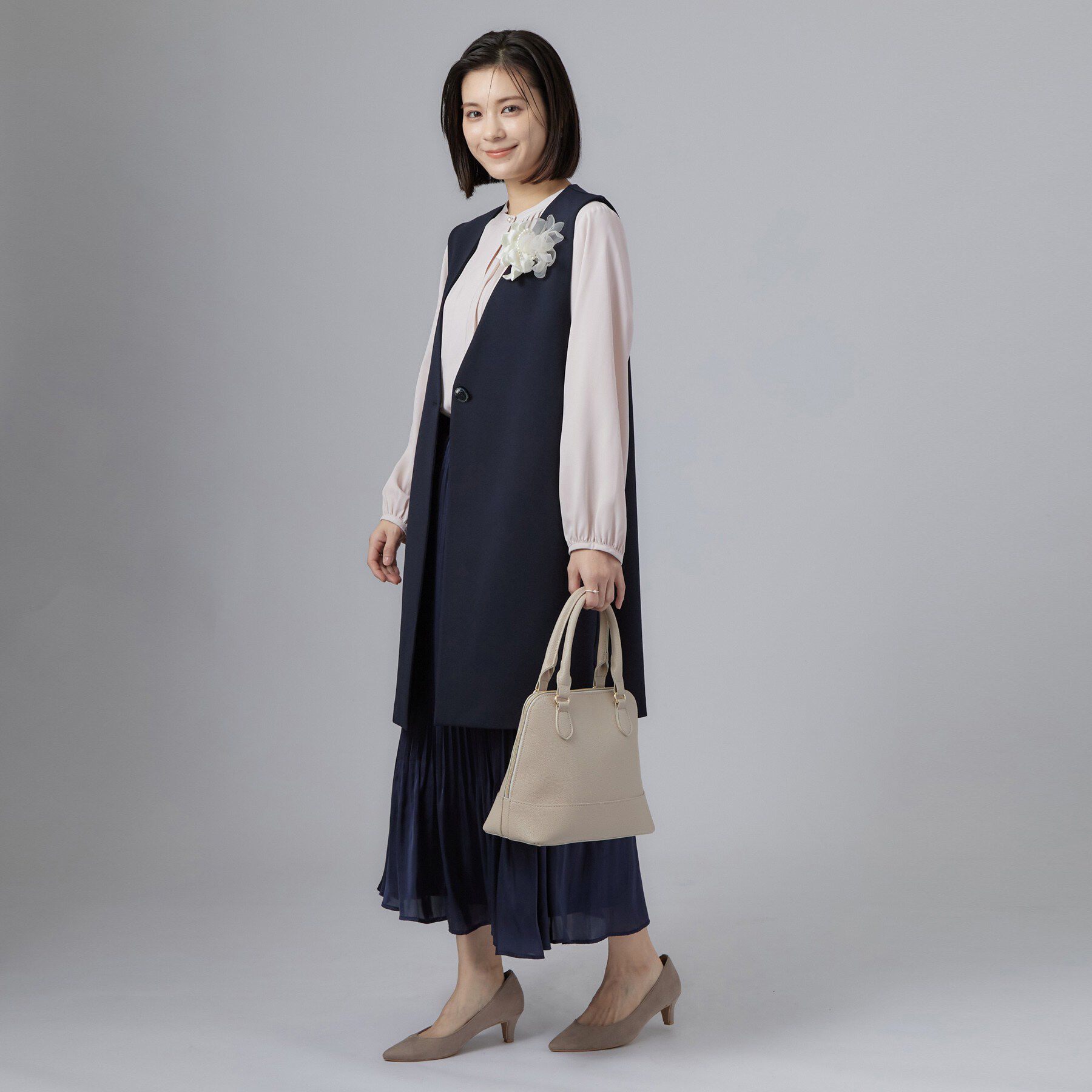 SHOO･LA･RUE「セレモニーカットジョーゼットロングジレ」|ベスト・ジレ|