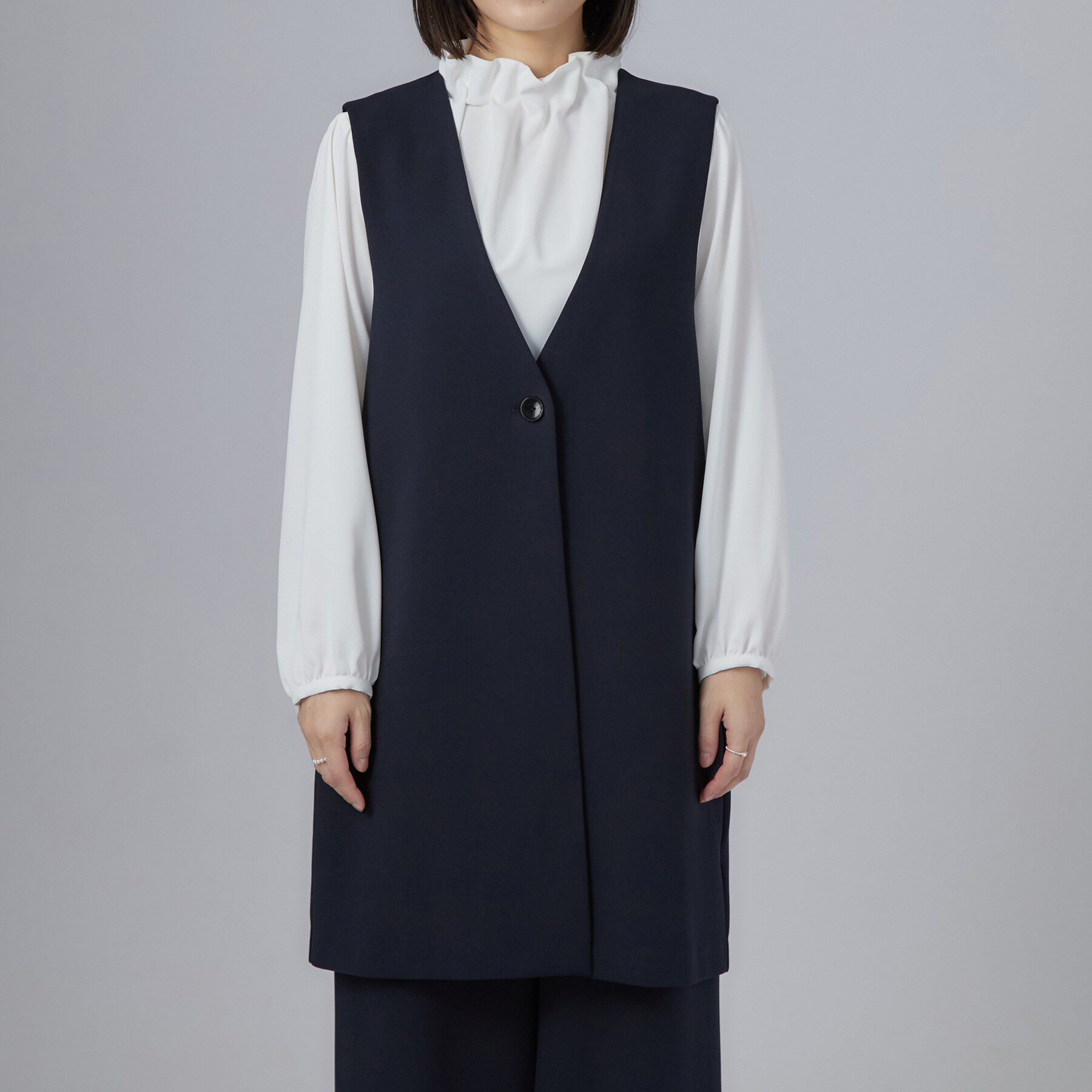 SHOO･LA･RUE「セレモニーカットジョーゼットロングジレ」|ベスト・ジレ|