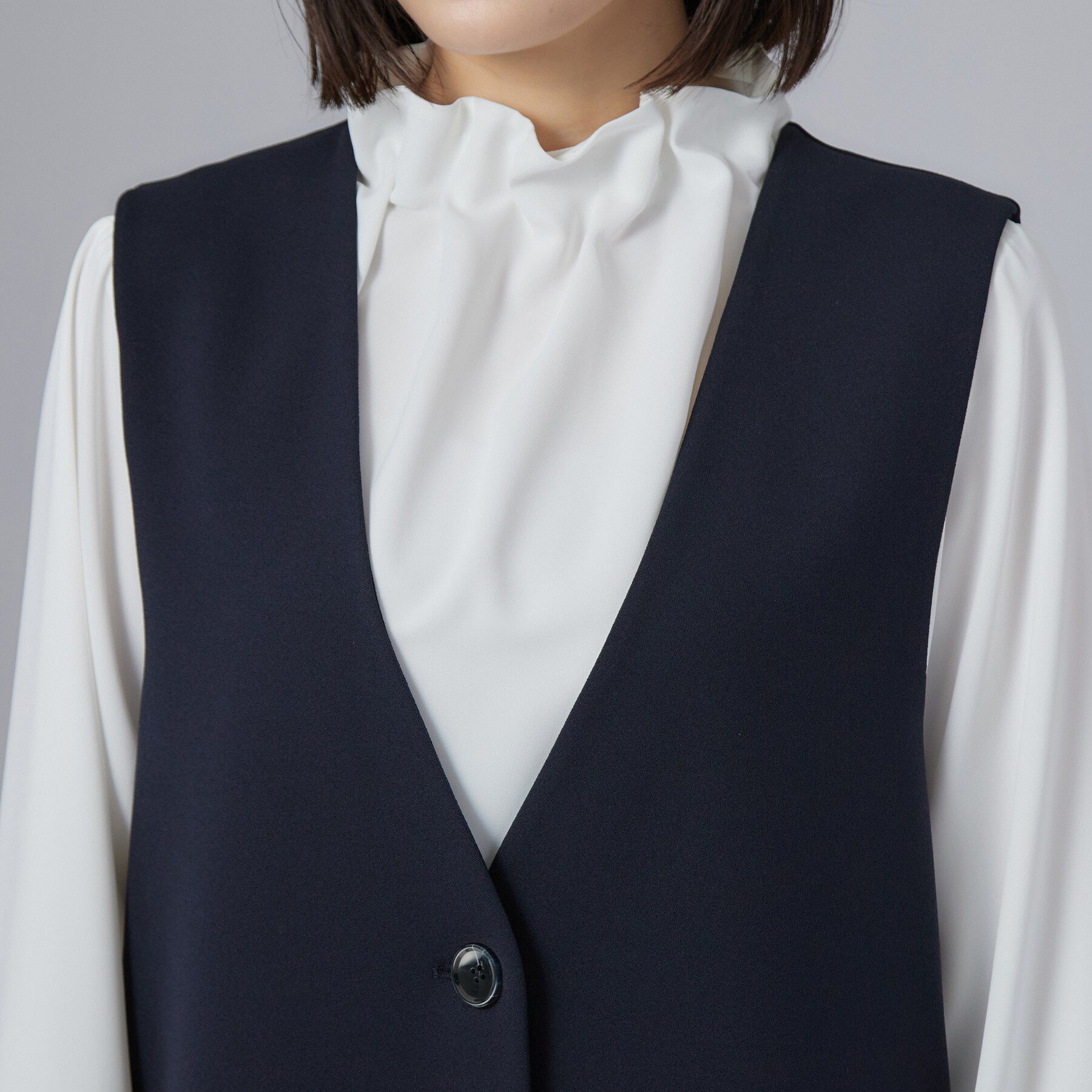 SHOO･LA･RUE「セレモニーカットジョーゼットロングジレ」|ベスト・ジレ|
