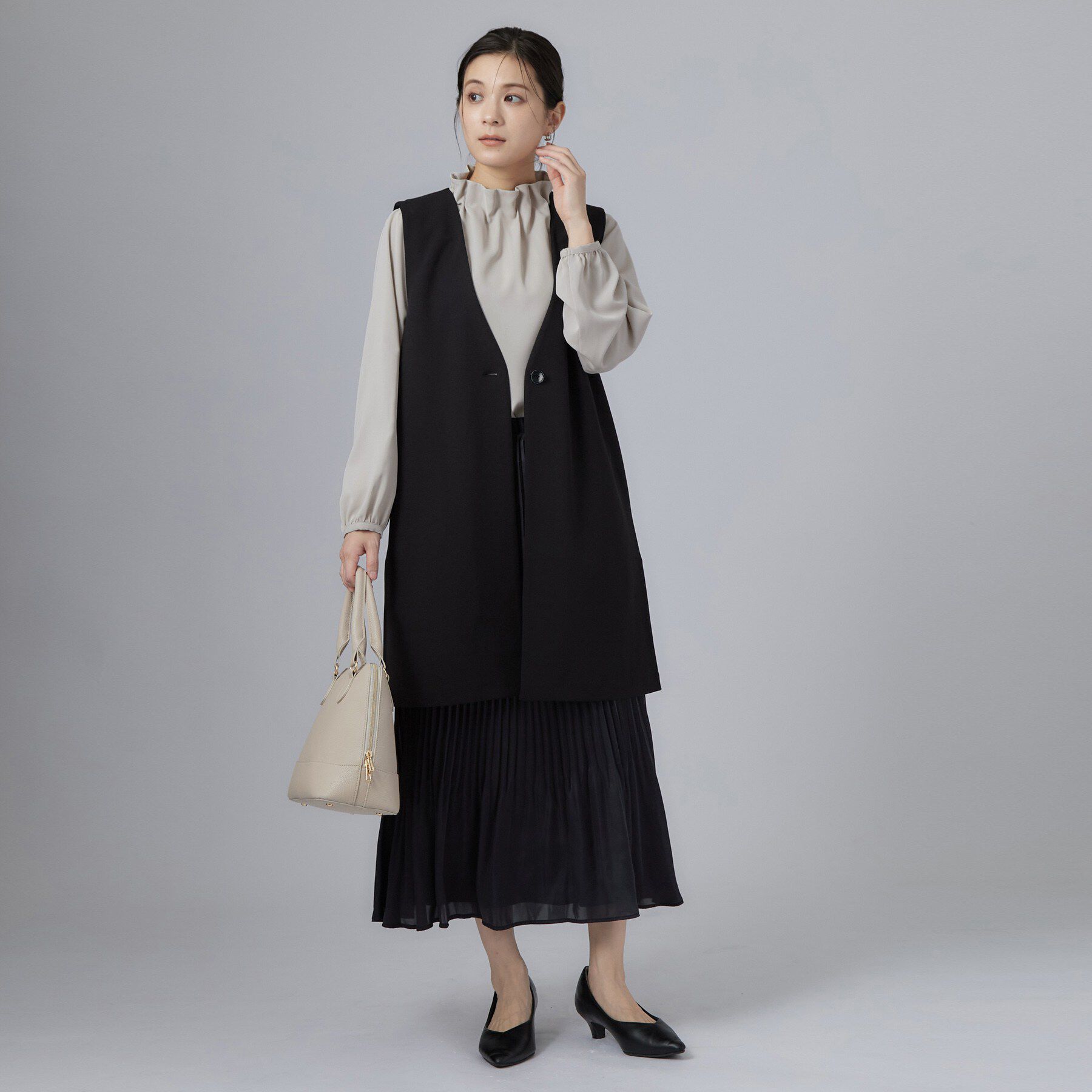 SHOO･LA･RUE「セレモニーカットジョーゼットロングジレ」|ベスト・ジレ|