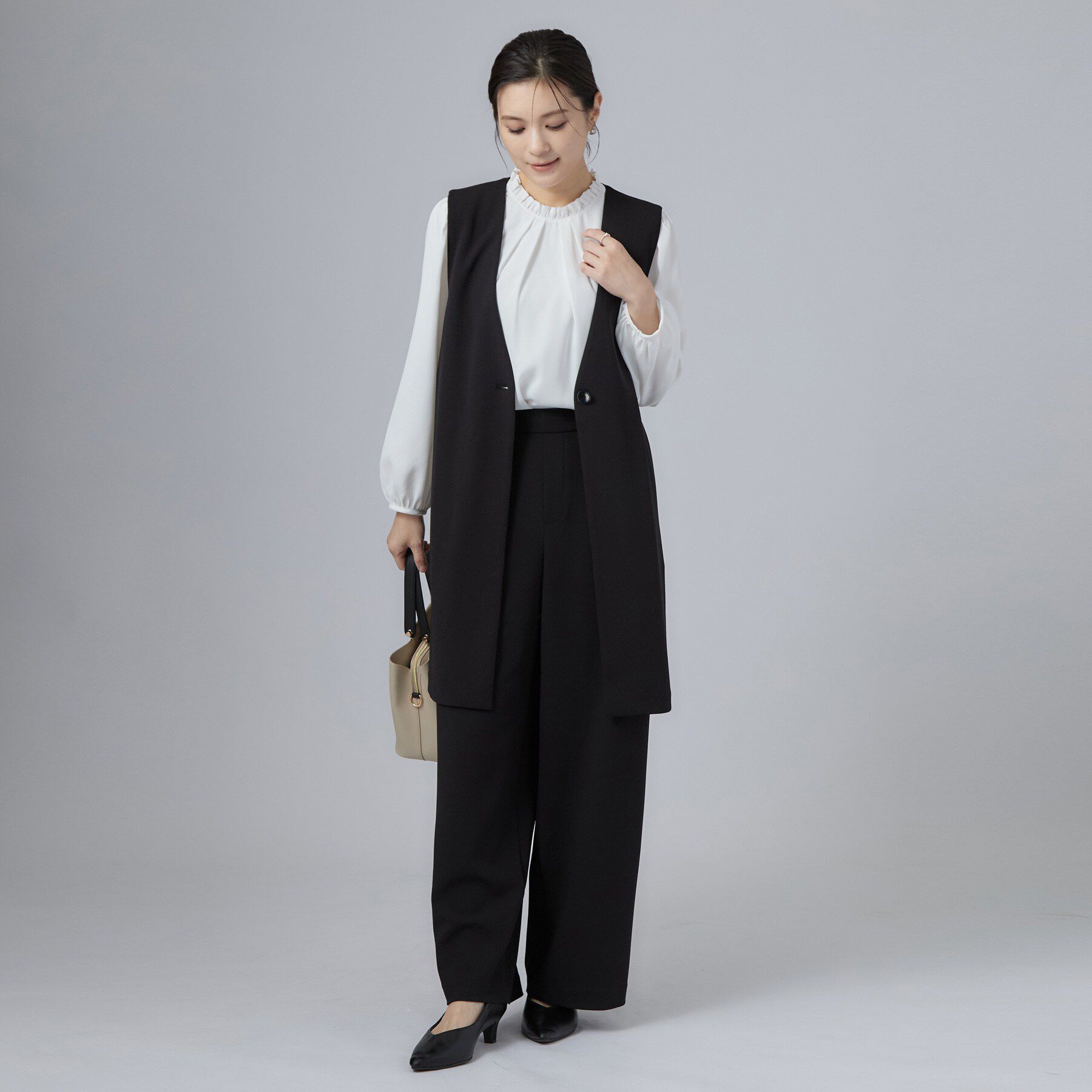 SHOO･LA･RUE「セレモニーカットジョーゼットロングジレ」|ベスト・ジレ|
