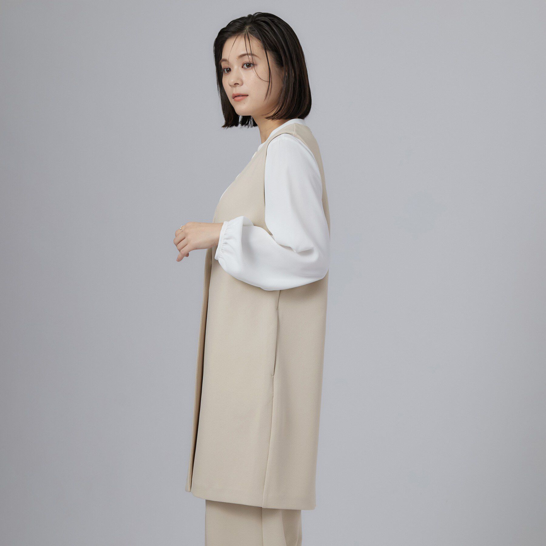 SHOO･LA･RUE「セレモニーカットジョーゼットロングジレ」|ベスト・ジレ|