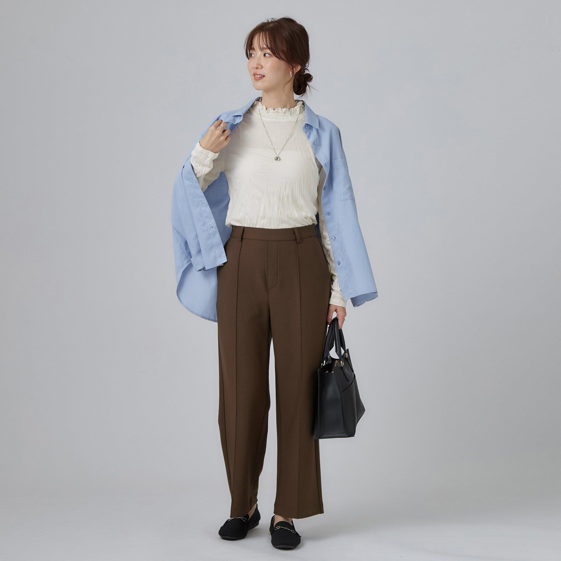 SHOO･LA･RUE「【S-LL】ワッシャー加工で抜け感を シャーリングハイネックインナー」|Tシャツ・カットソー|