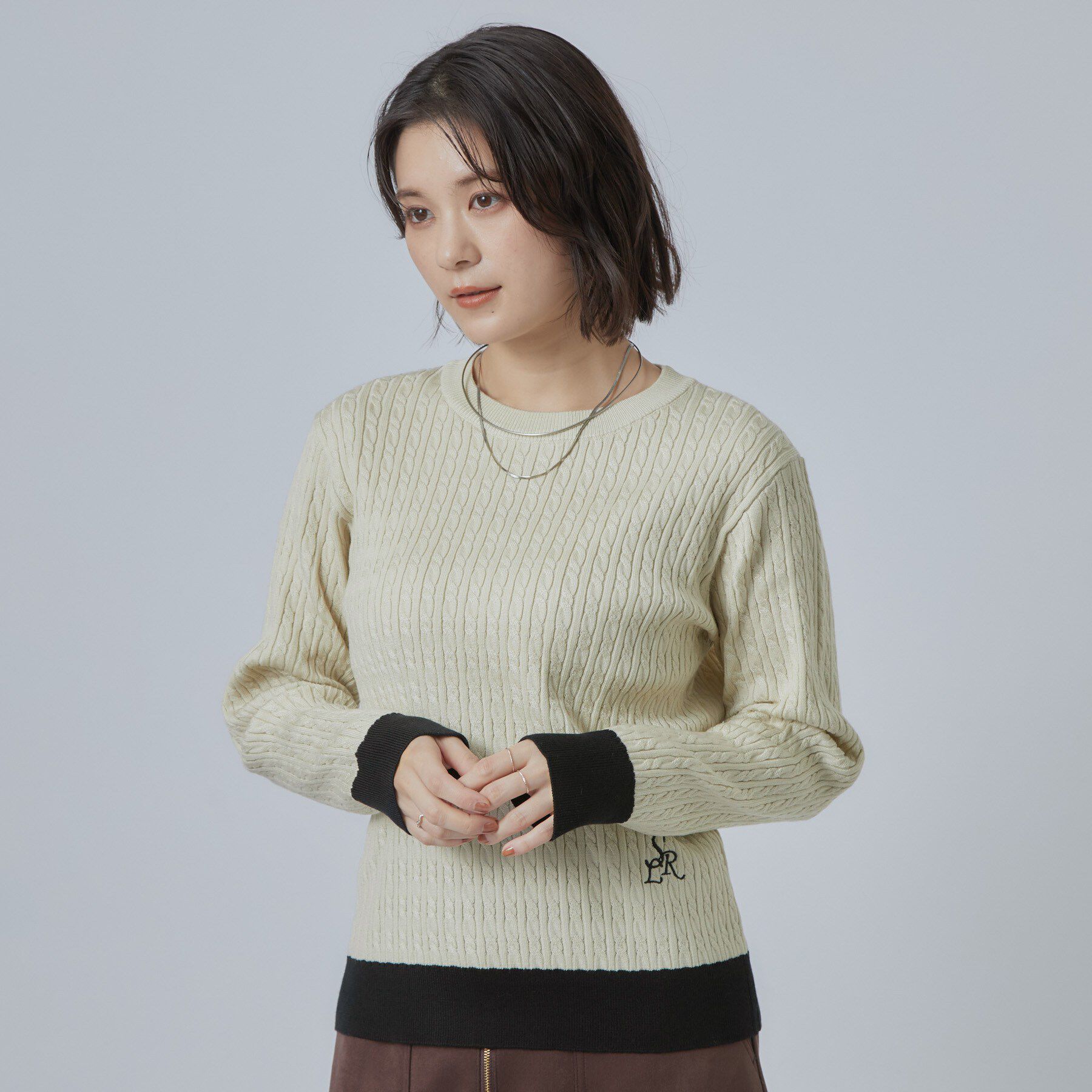 SHOO･LA･RUE「配色ケーブルニットTOPS」|ニット・セーター|