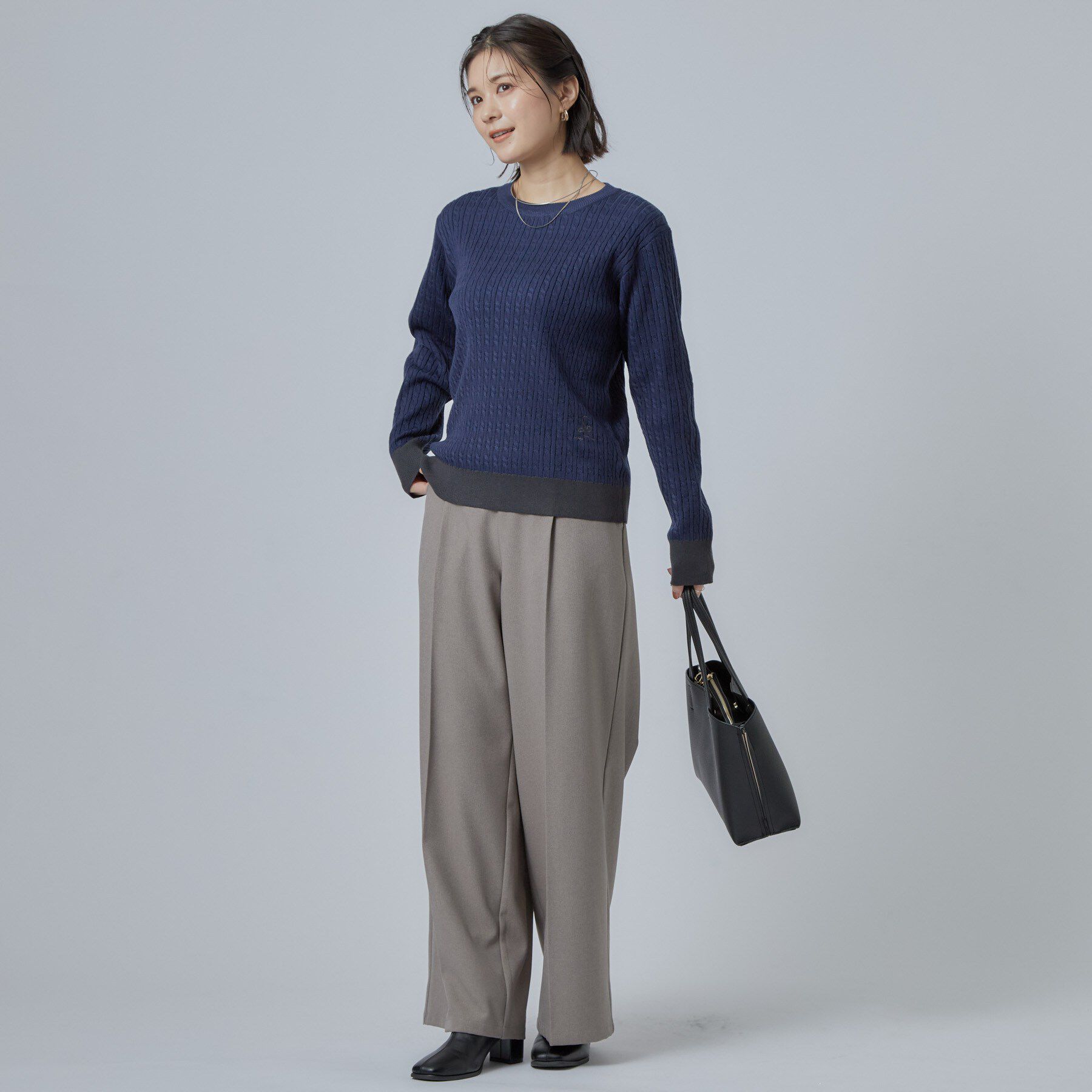 SHOO･LA･RUE「配色ケーブルニットTOPS」|ニット・セーター|