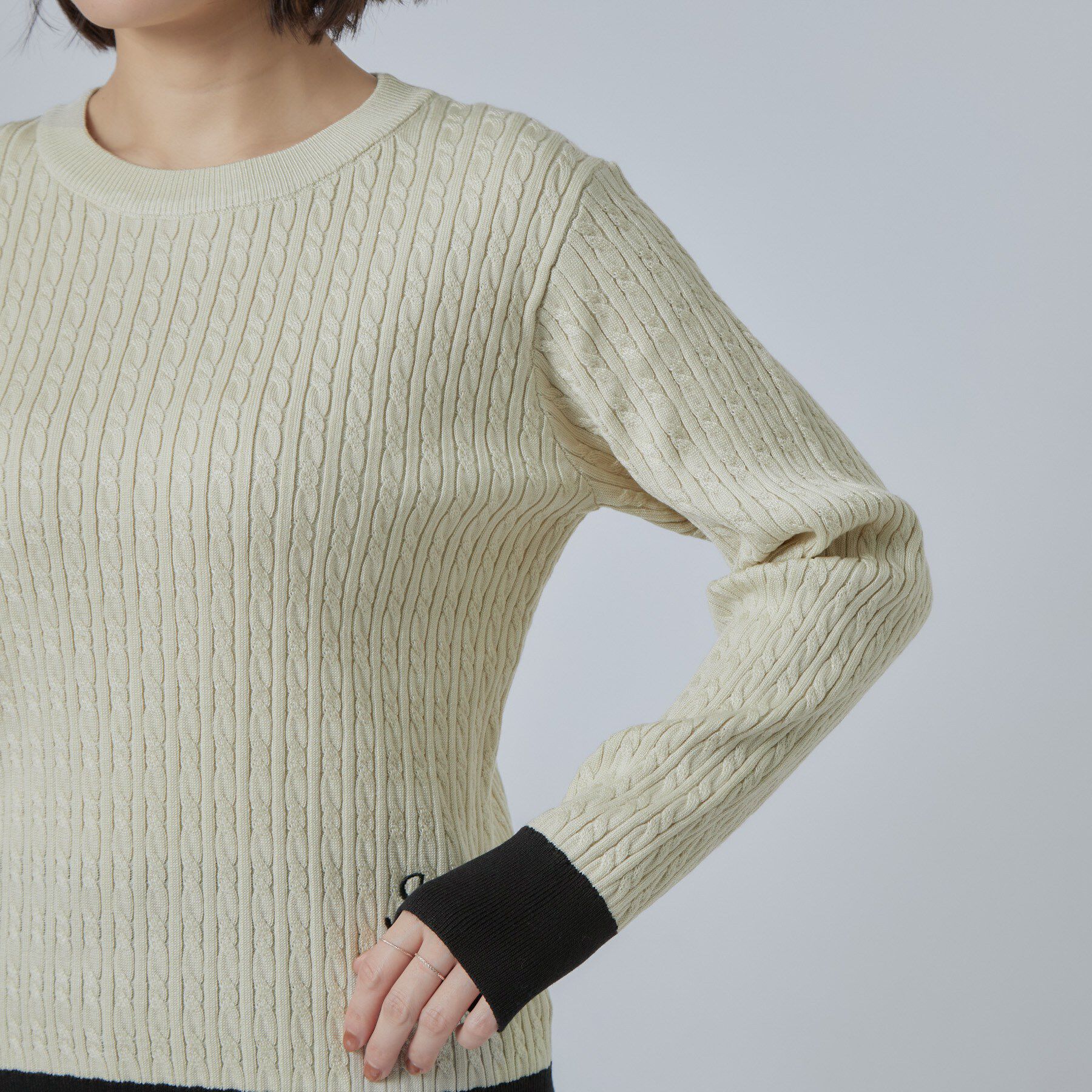 SHOO･LA･RUE「配色ケーブルニットTOPS」|ニット・セーター|