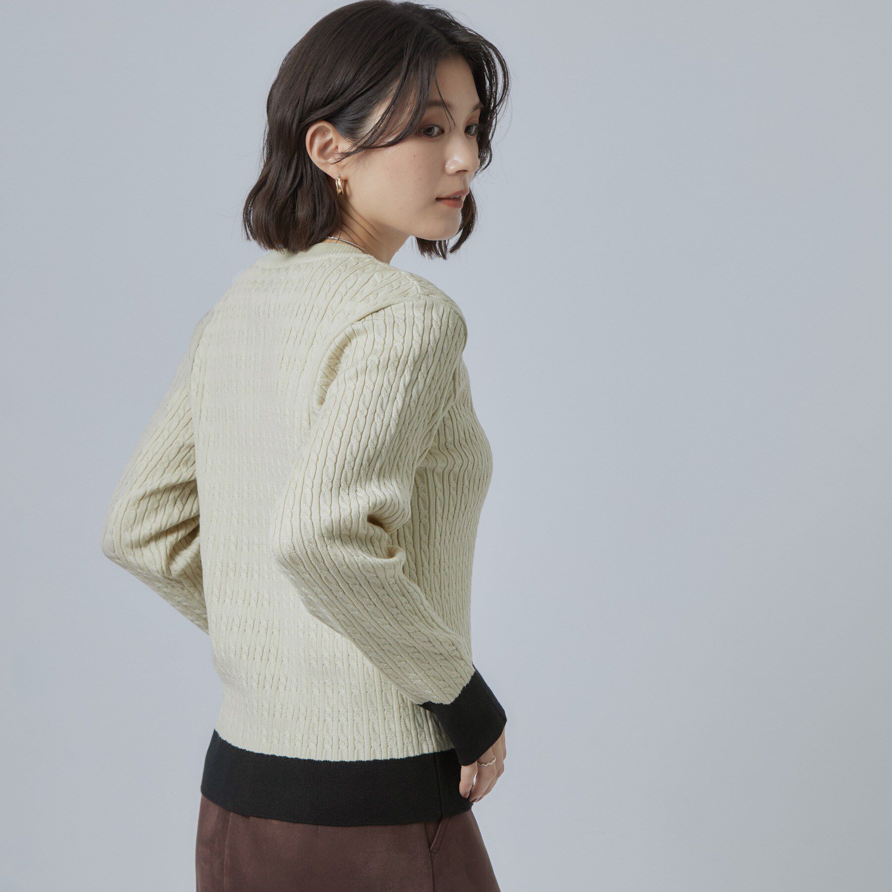 SHOO･LA･RUE「配色ケーブルニットTOPS」|ニット・セーター|