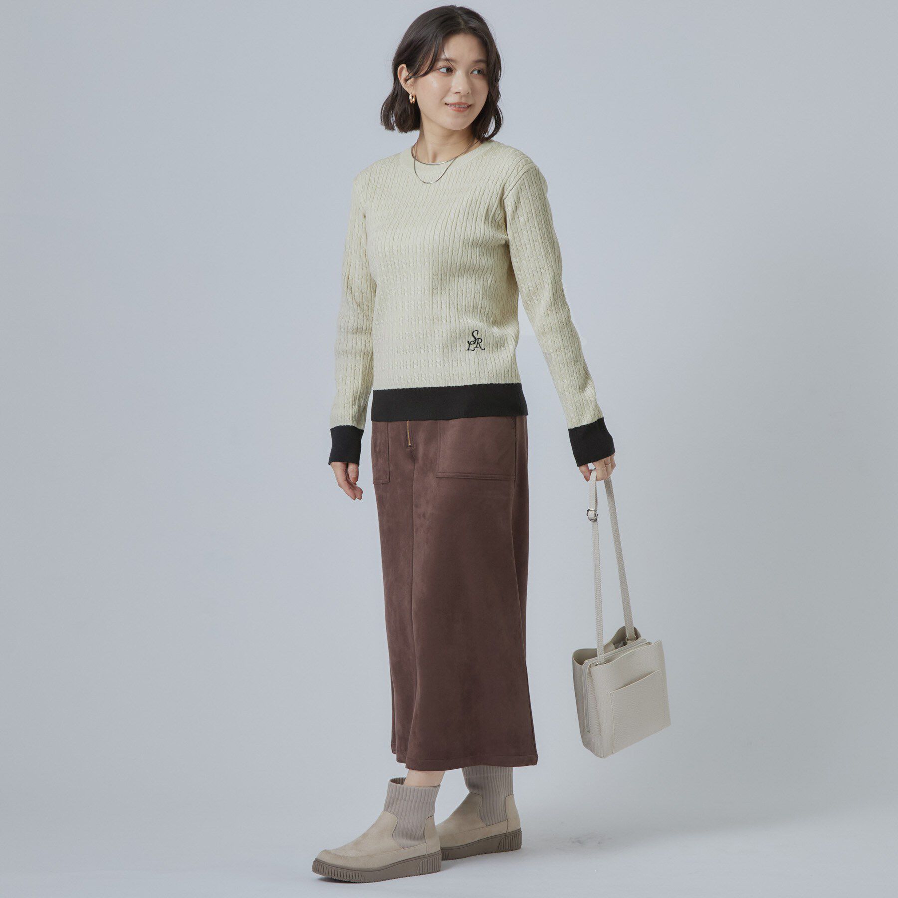 SHOO･LA･RUE「配色ケーブルニットTOPS」|ニット・セーター|