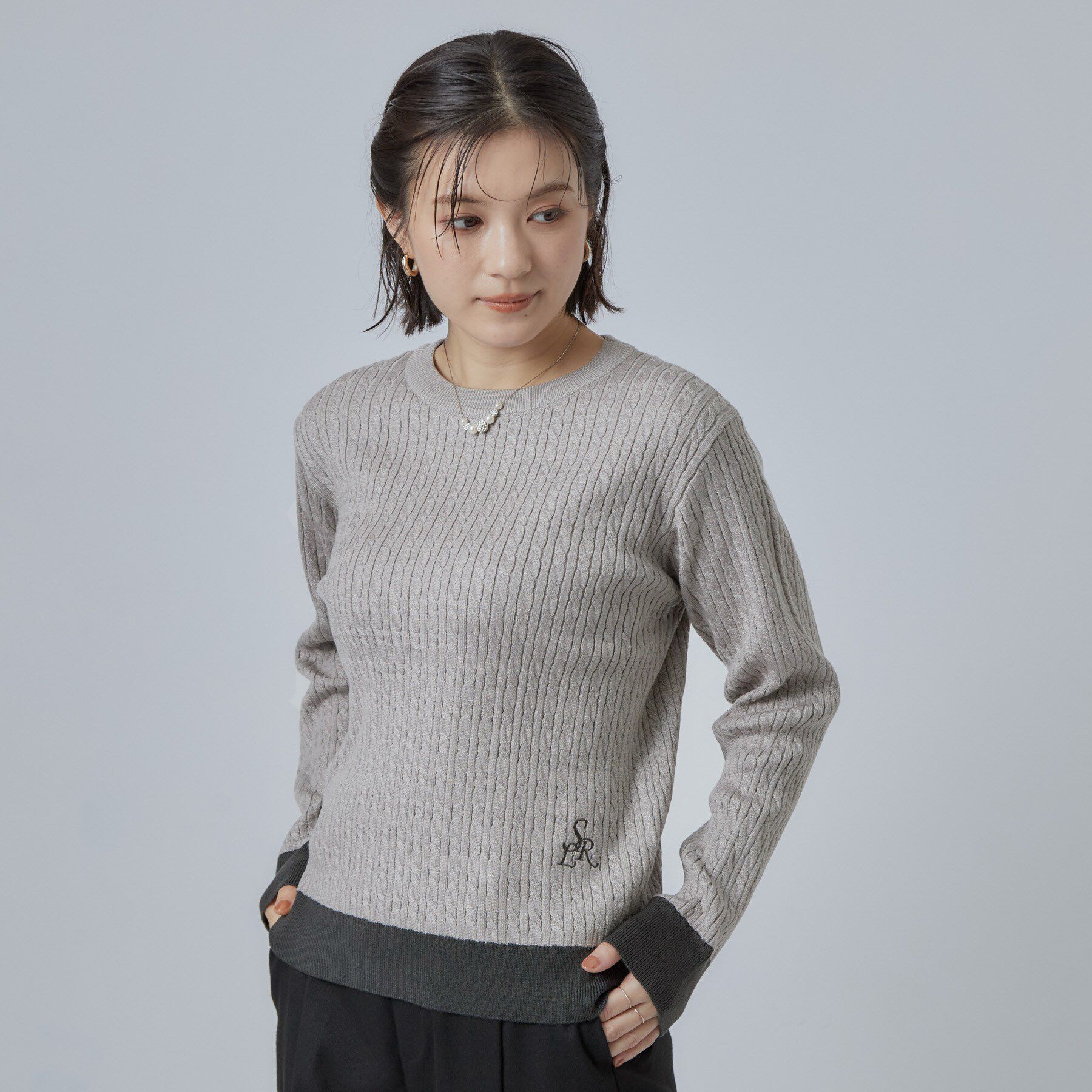SHOO･LA･RUE「配色ケーブルニットTOPS」|ニット・セーター|