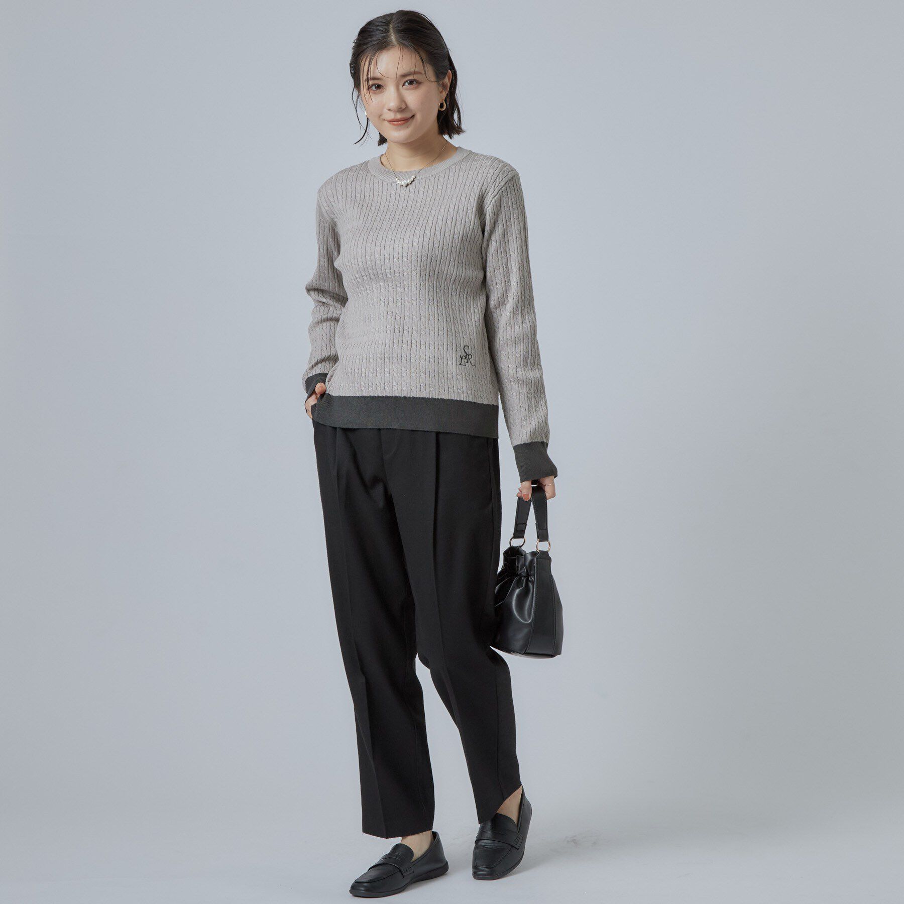 SHOO･LA･RUE「配色ケーブルニットTOPS」|ニット・セーター|